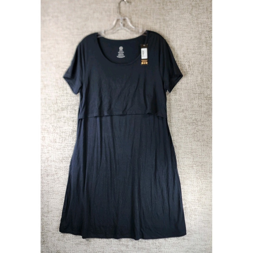 Kindred Bravely Eleanora Bamboo Maternity Nursing‎ Dress Womens L Black NWT